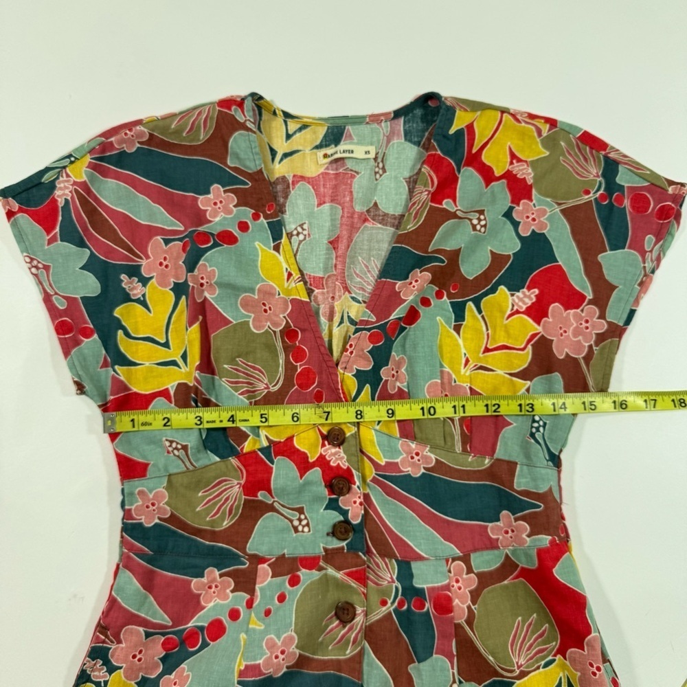 Marine Layer Camila Mini Dress Hibiscus Floral Size XS Hemp Blend - Picture 7 of 7
